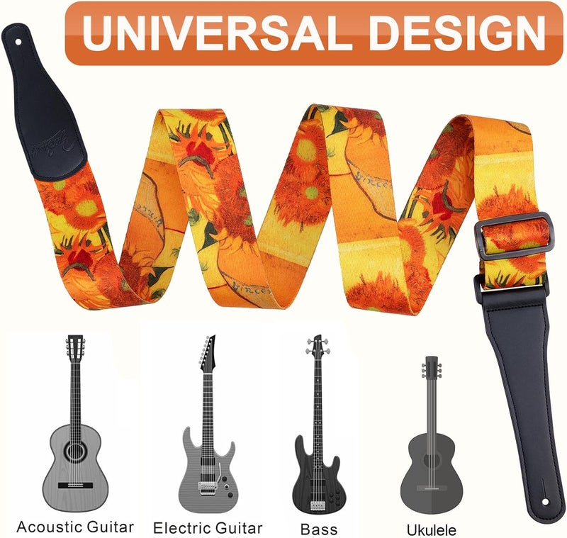 BestSounds Guitar Strap, Bass Guitar Strap, Electric and Acoustic Guitar Straps (Van Gogh Sunflower) - Image 5